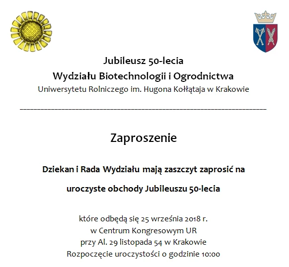 jubileusz - zaproszenie