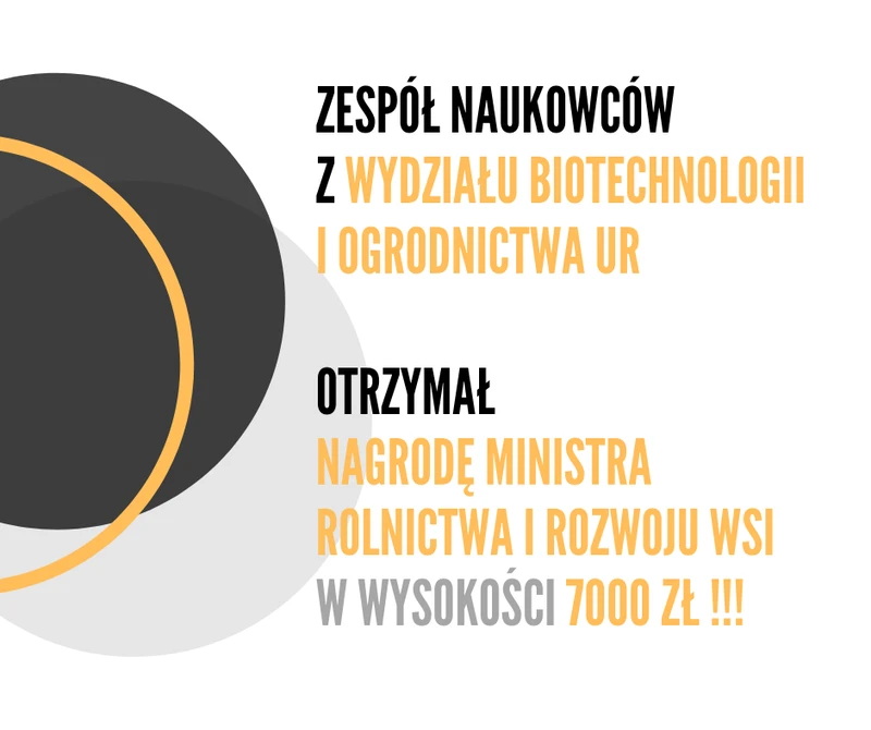 NAGRODA MINISTRA ROLNICTWA I ROZWOJU WSI DLA ZESPOŁU NAUKOWCÓW Z WYDZIAŁU BIOTECHNOLOGII I OGRODNICTWA