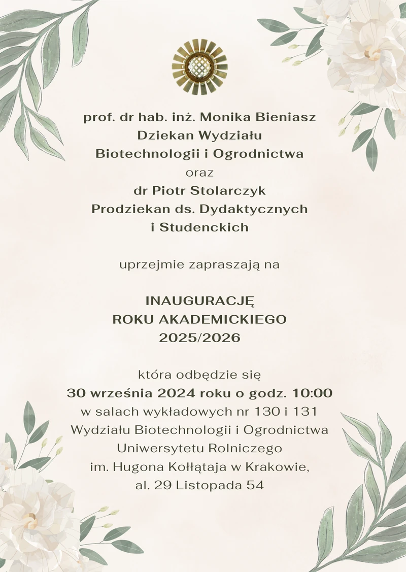 inauguracja na WBiO 30.09.2025, sala 130, godz. 10:00